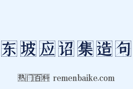 东坡应诏集造句是什么意思的图片